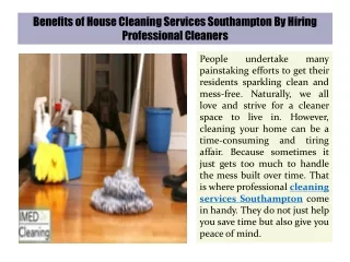 Benefits of House Cleaning Services Southampton By Hiring Professional Cleaners