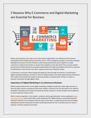 5 Reasons Why E-Commerce and Digital Marketing are Essential for Business