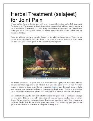 herbal treatment salajeet for joint pain