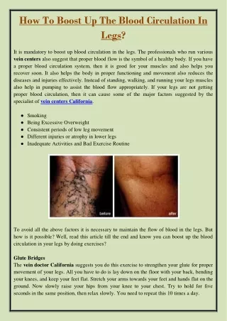 how to boost up the blood circulation in legs