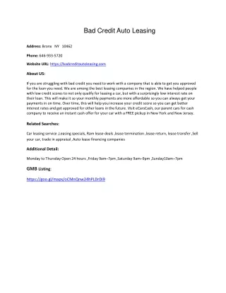 bad credit auto leasing