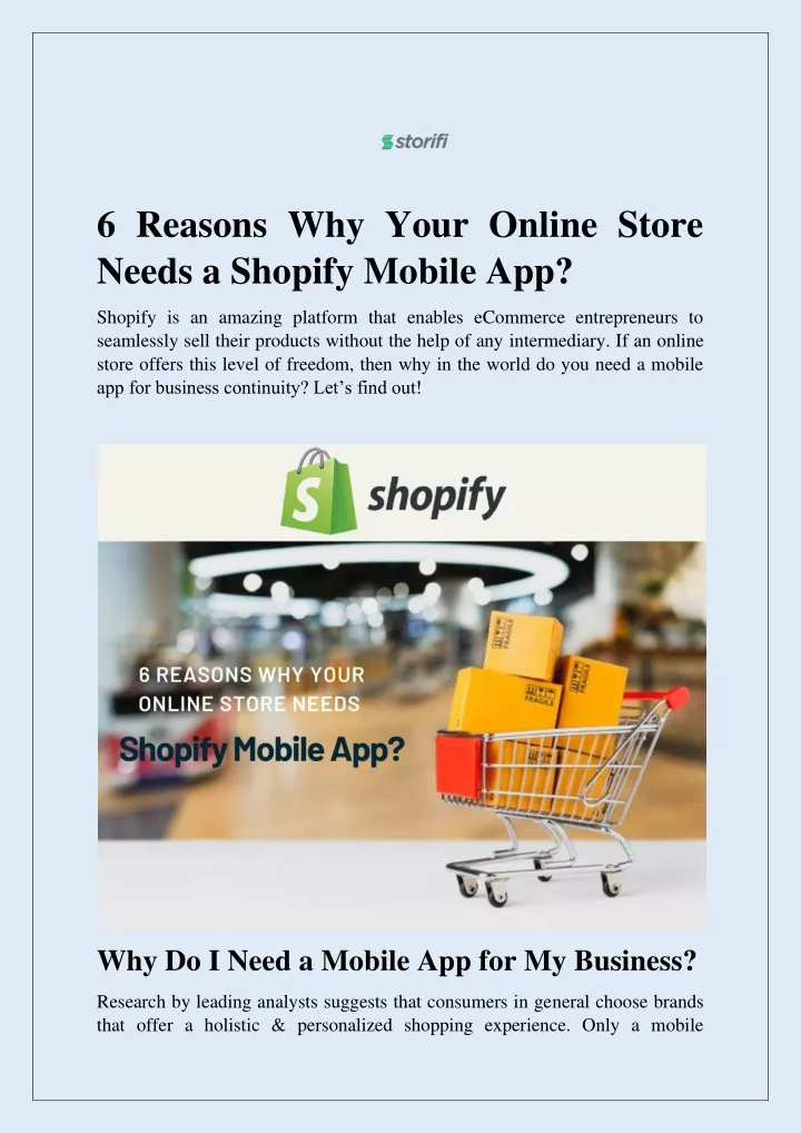 6 reasons why your online store needs a shopify
