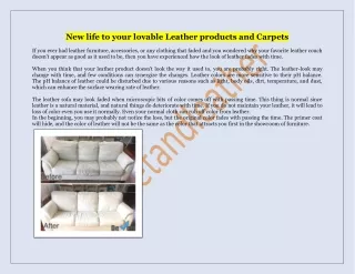 New life to your lovable Leather products and Carpets