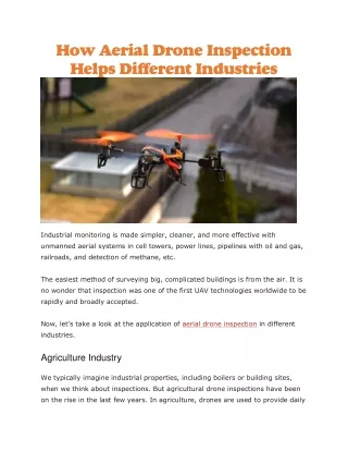 how aerial drone inspection helps different