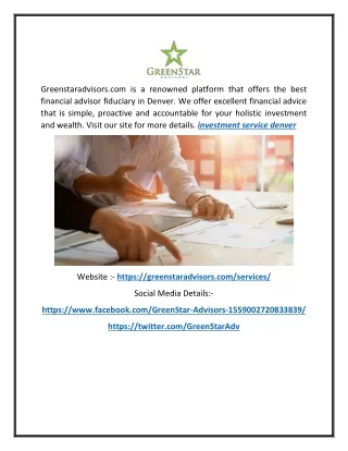 Investment Service Denver | Greenstaradvisors.com