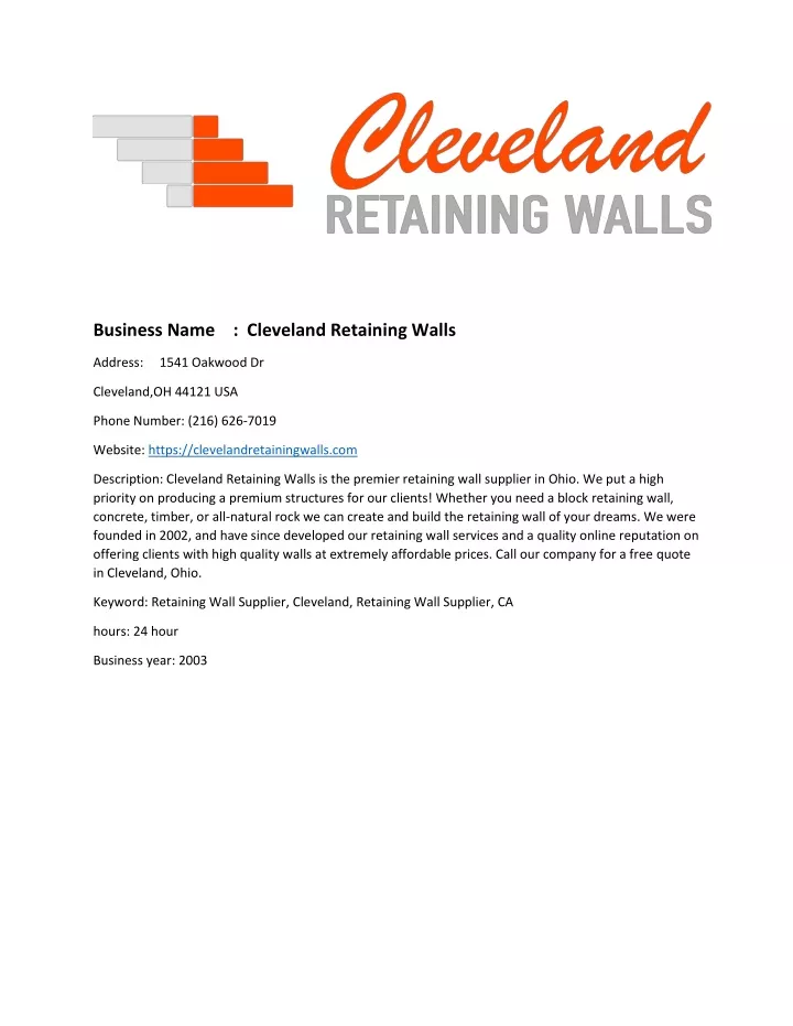 business name cleveland retaining walls