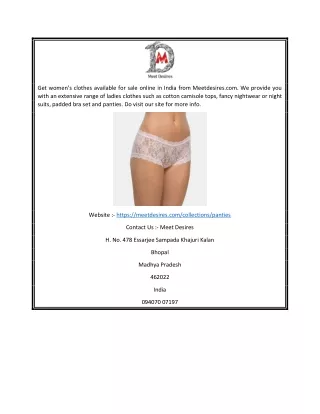 Women's Fancy Panties for Sale Online India | Meetdesires.com