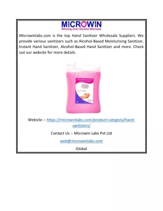 Hand Sanitizer Wholesale Suppliers | Microwinlabs.com