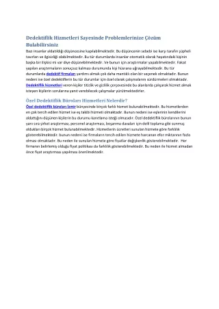 dedektiflik hizmetleri sayesinde problemlerinize