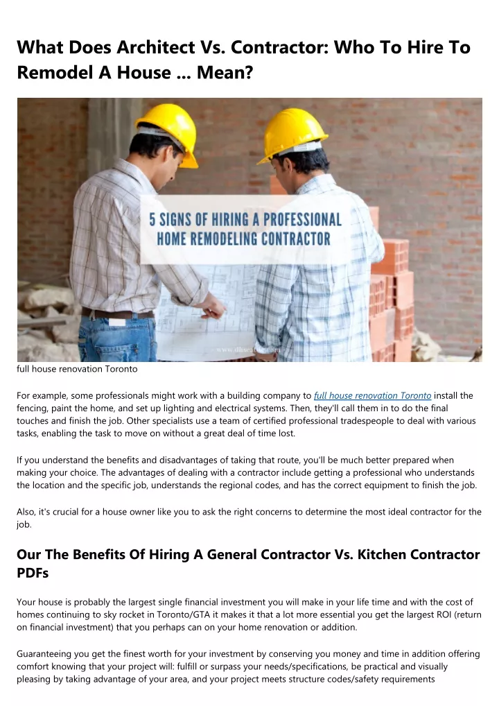 what does architect vs contractor who to hire