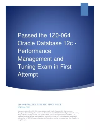 passed the 1z0 064 oracle database