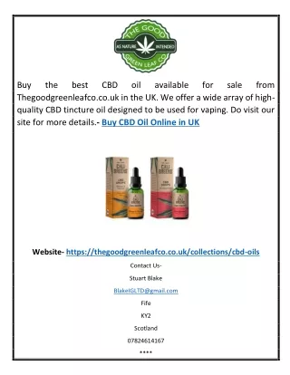 Buy CBD Oil Online In UK | Thegoodgreenleafco.co.uk