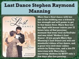 Last Dance Stephen Raymond Manning