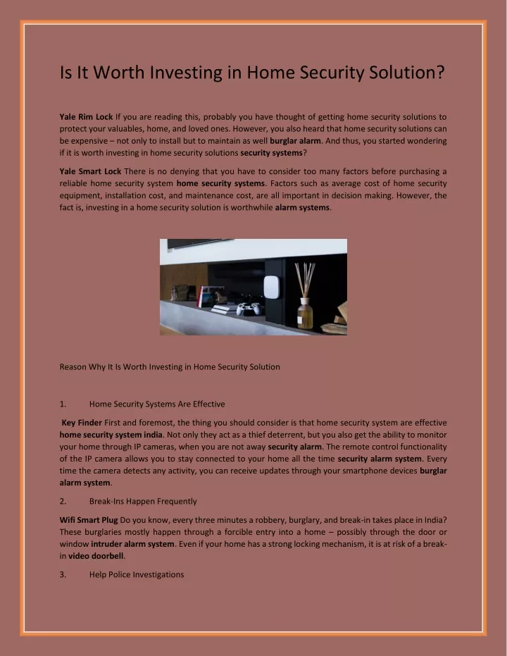 is it worth investing in home security solution