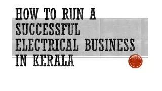 How to run a successful electrical business in Kerala