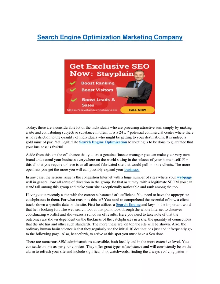 search engine optimization marketing company