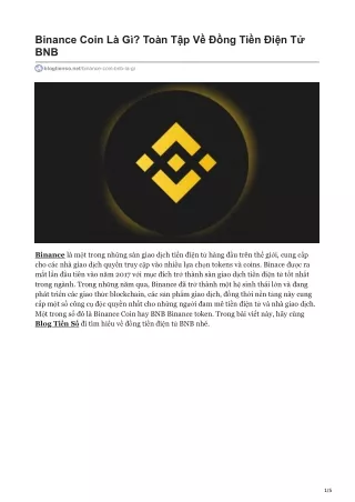 binance coin l g to n t p v ng ti n i n t bnb