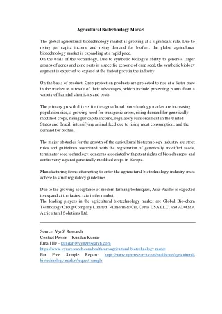 agricultural biotechnology market