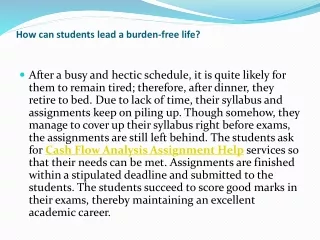 how can students lead a burden free life