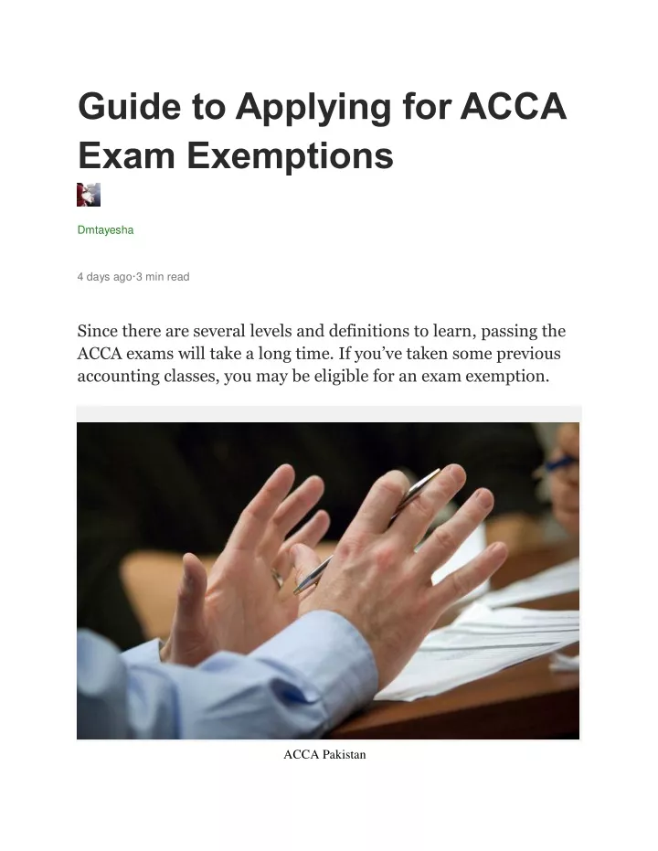 PPT - Guide To Applying For ACCA Exam Exemptions PowerPoint ...