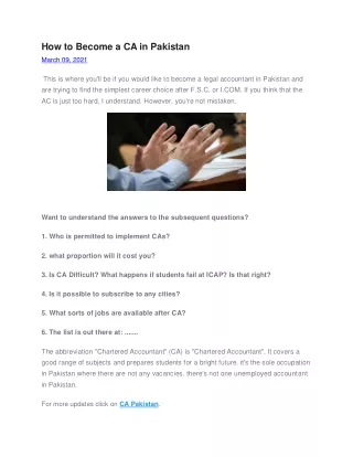 How to Become a CA in Pakistan