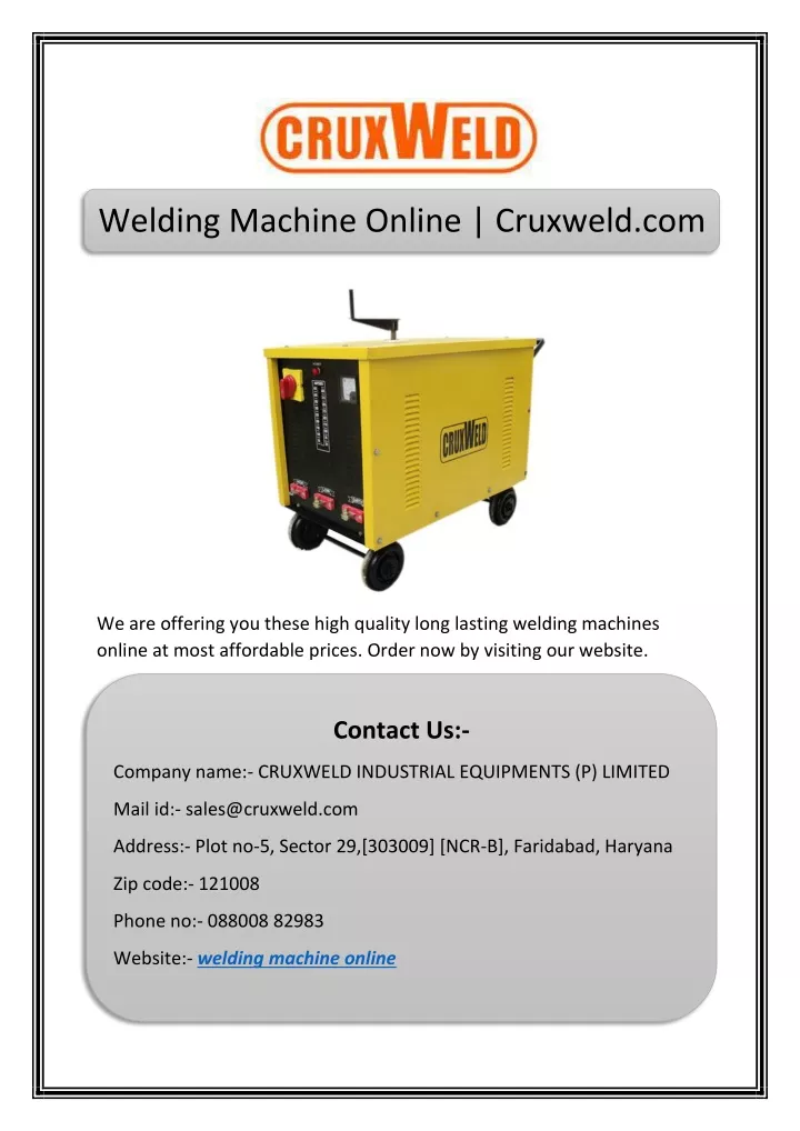 welding machine online cruxweld com