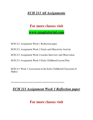 ECH 211 Exciting Teaching / snaptutorial.com