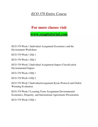 ECO 370 Exciting Teaching / snaptutorial.com