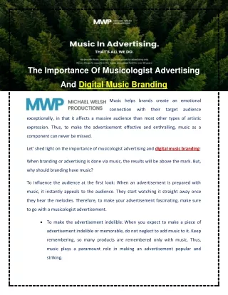 The Importance Of Musicologist Advertising And Digital Music Branding