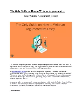 The Only Guide on How to Write an Argumentative                         Essay