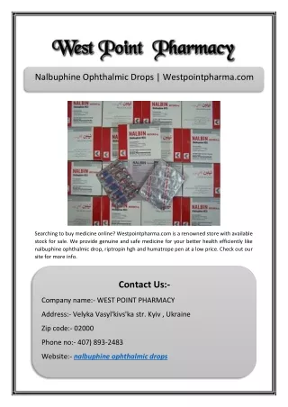 Nalbuphine Ophthalmic Drops | Westpointpharma.com