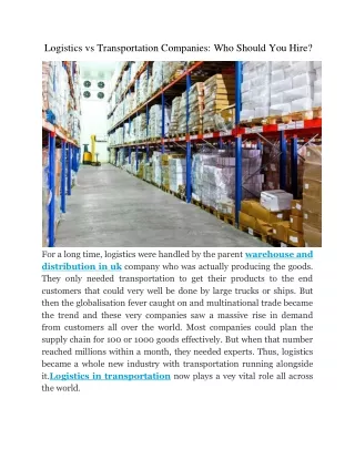 warehouse provider in UK