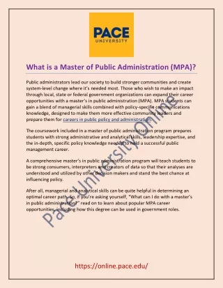 What is a Master of Public Administration (MPA)?