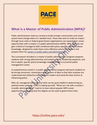what is a master of public administration mpa