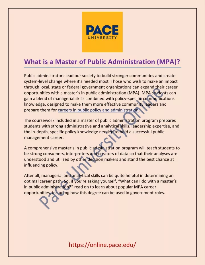 what is a master of public administration mpa