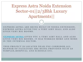 Luxurious & Premium 2/3/Bhk Apartments in Express Astra at Noida Extension
