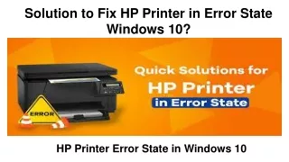 Solution to Fix HP Printer in Error State Windows 10?