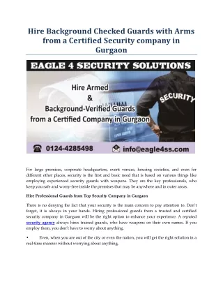 Hire Background Checked Guards with Arms from a Certified Security company in Gurgaon