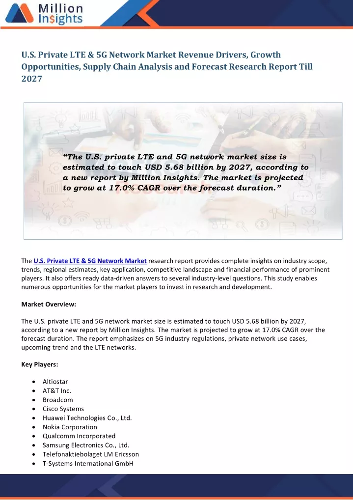 u s private lte 5g network market revenue drivers