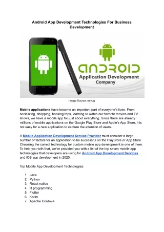 android app development technologies for business