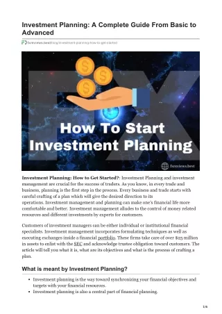 Investment Planning: A Complete Guide From Basic to Advanced