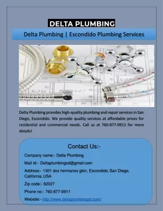 Delta Plumbing | Escondido Plumbing Services