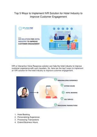 top 5 ways to implement ivr solution for hotel