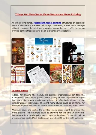 things you must know about restaurant menu