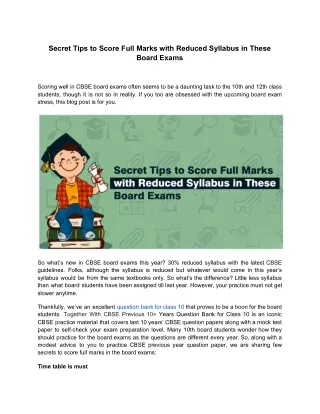 secret tips to score full marks with reduced