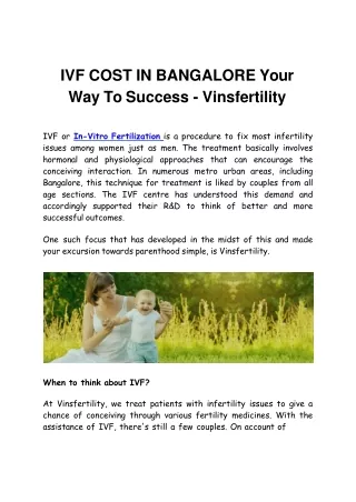 ivf cost in bangalore your way to success vinsfertility