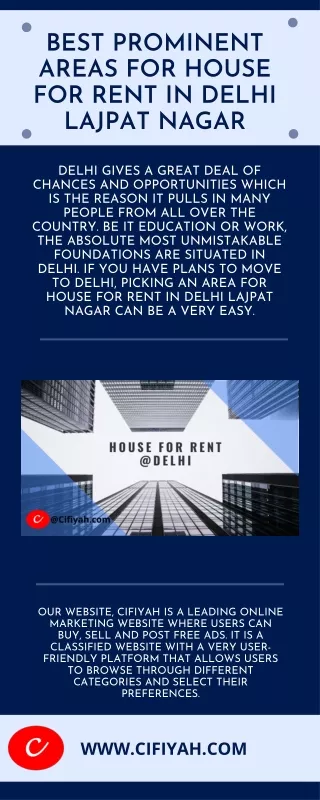 Best prominent areas for house for rent in Delhi Lajpat Nagar