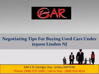 Negotiating Tips For Buying Used Cars Under $15000 Linden NJ