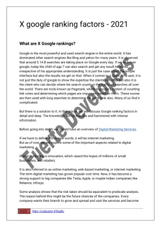 x google ranking factors 2021 what are x google