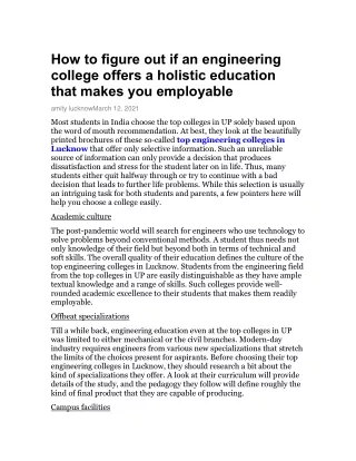 How to figure out if an engineering college offers a holistic education that makes you employable